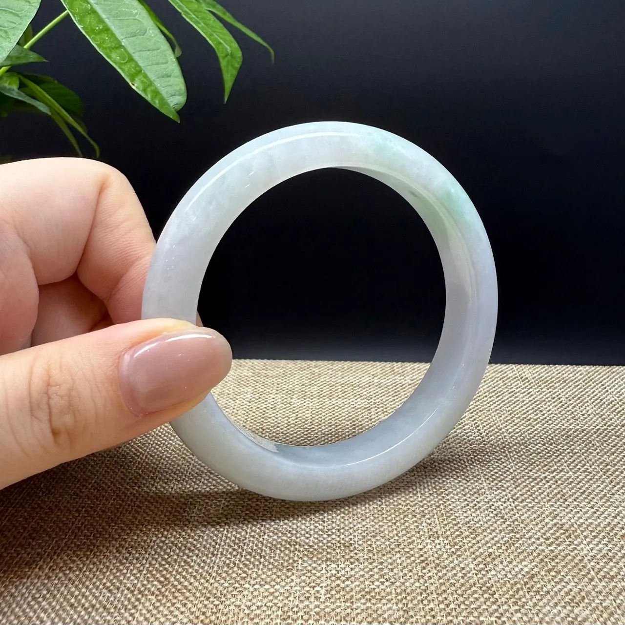 High end Genuine Burmese Lavender Green Jade Jadeite Bangle Bracelet ( 58.9mm )