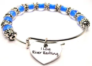 I Love River Rafting 9mm Glass Beaded Single Bracelet