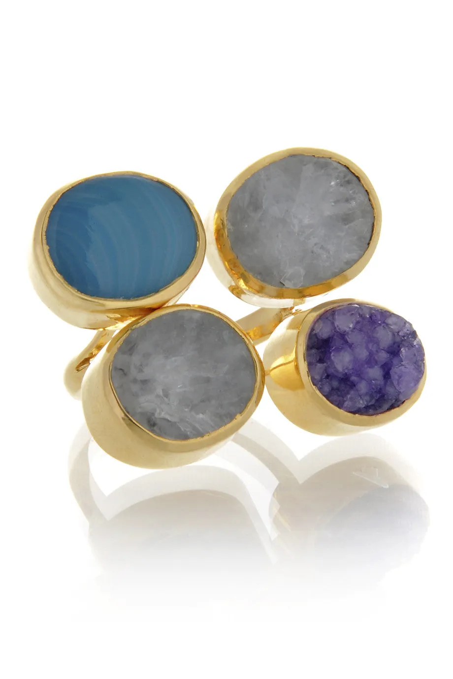 ISHARYA DRUZY Amethyst Agate Cocktail Ring