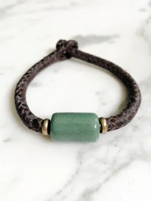 Jadeite & Leather Bracelet