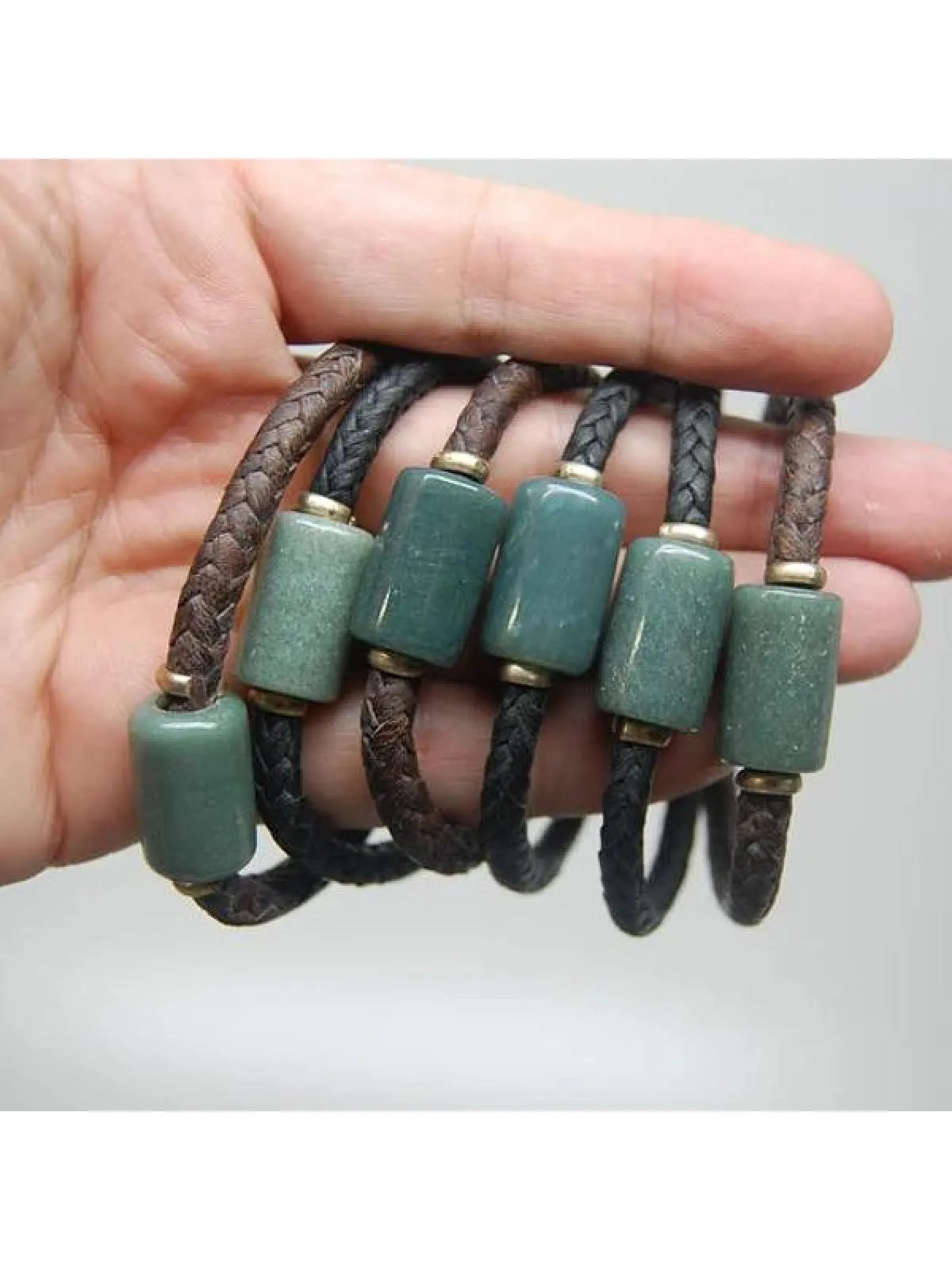 Jadeite & Leather Bracelet