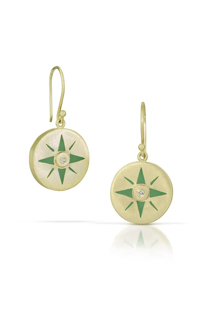 Judi Powers Wanderer Chrysoprase Earrings  18K