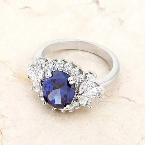 Krizia 4.2ct Tanzanite CZ Rhodium Classic Ring