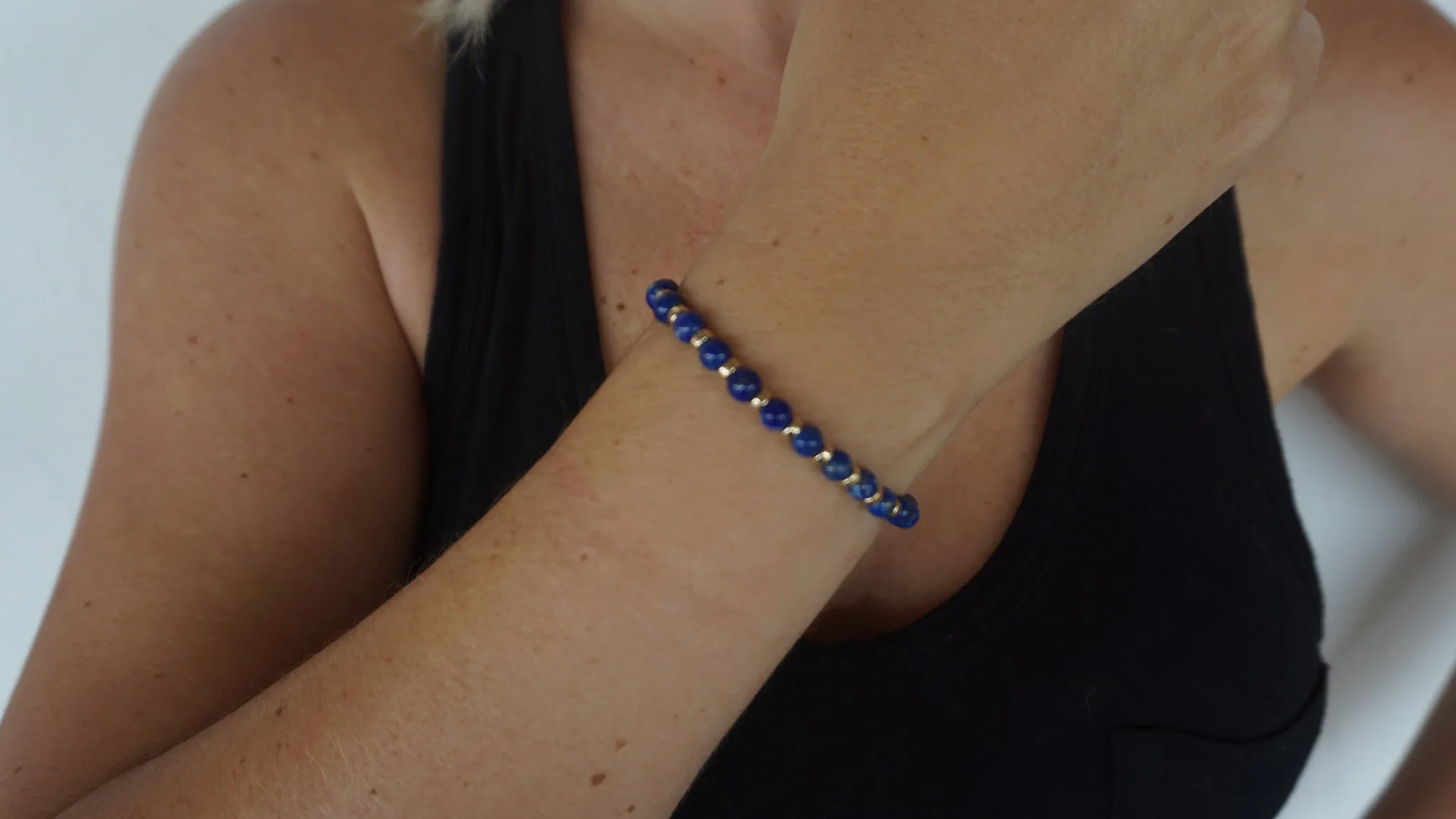 Lapis & Gold Beaded Bracelet