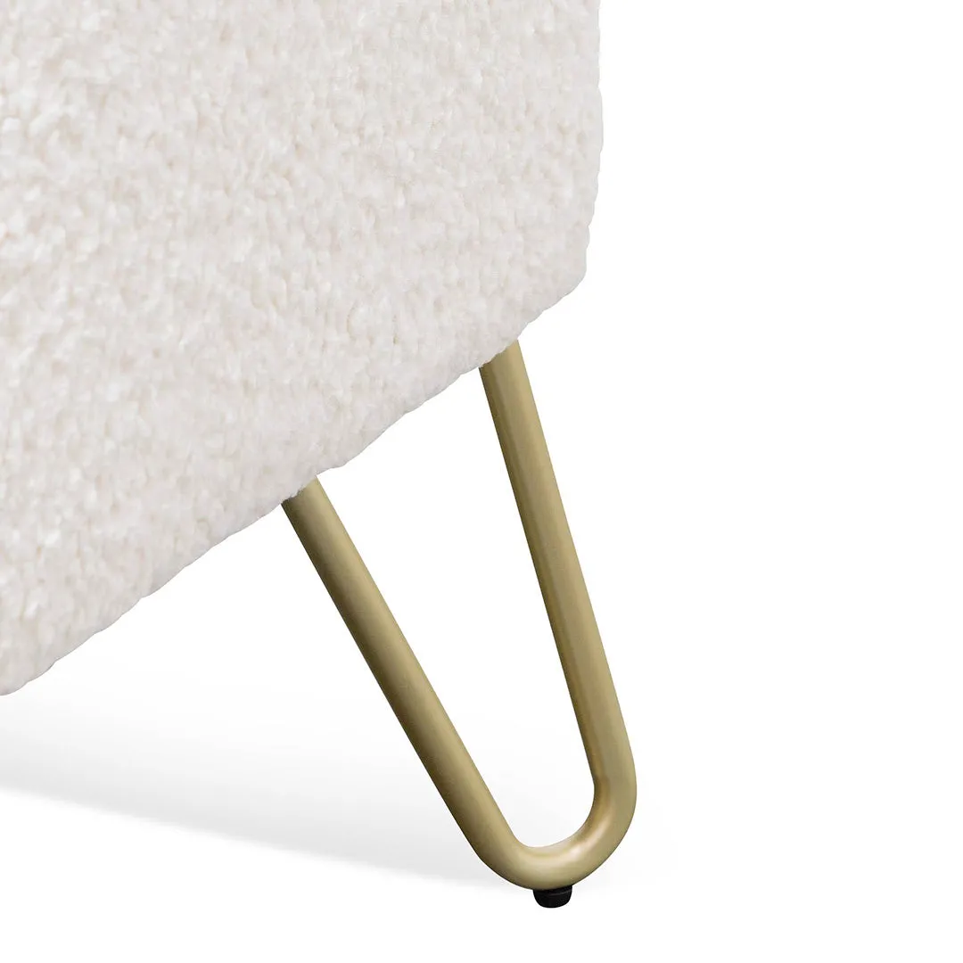 Lena Armchair - Ivory White Synthetic Wool with Golden Legs