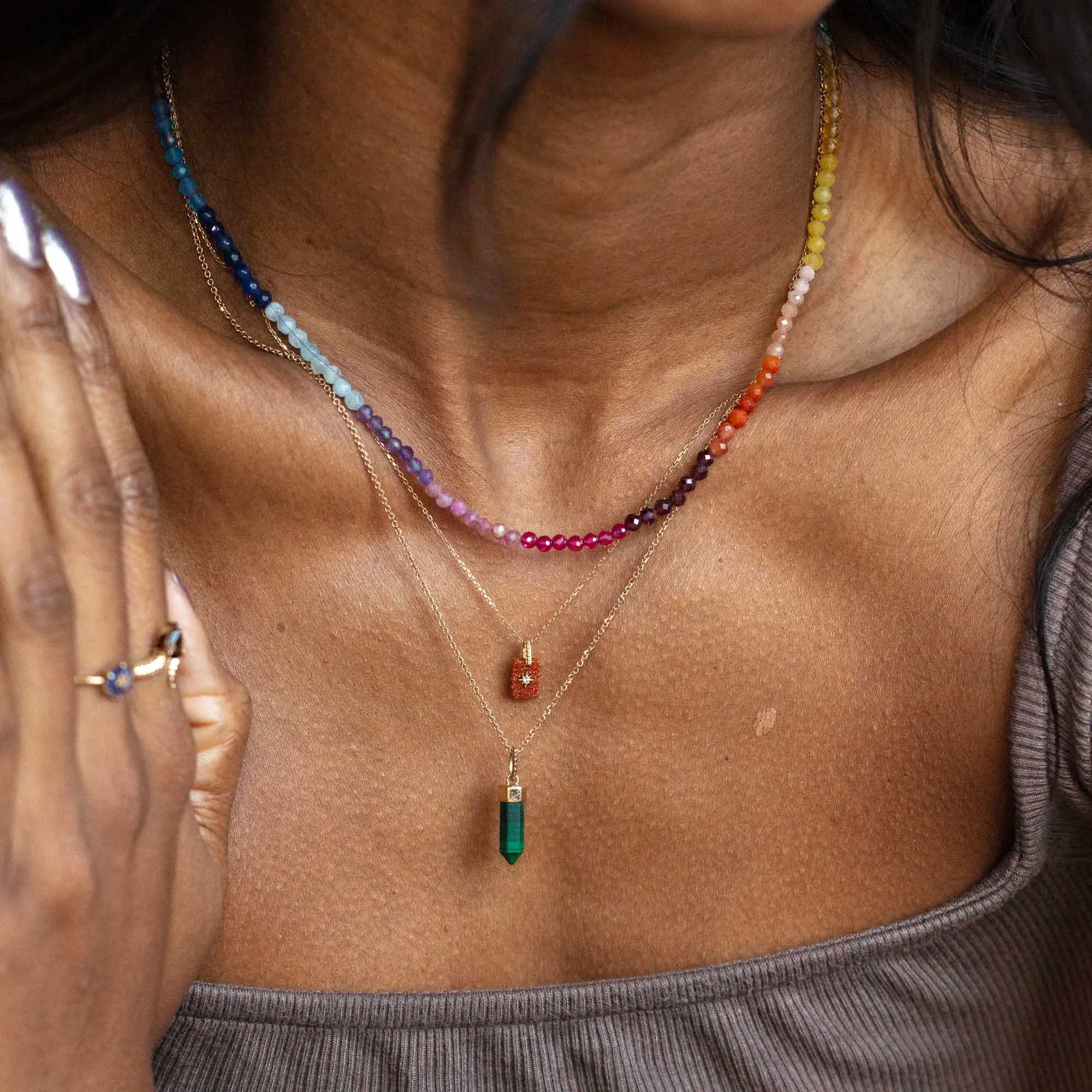 Live by the Sun Rainbow Crystal Beaded Necklace