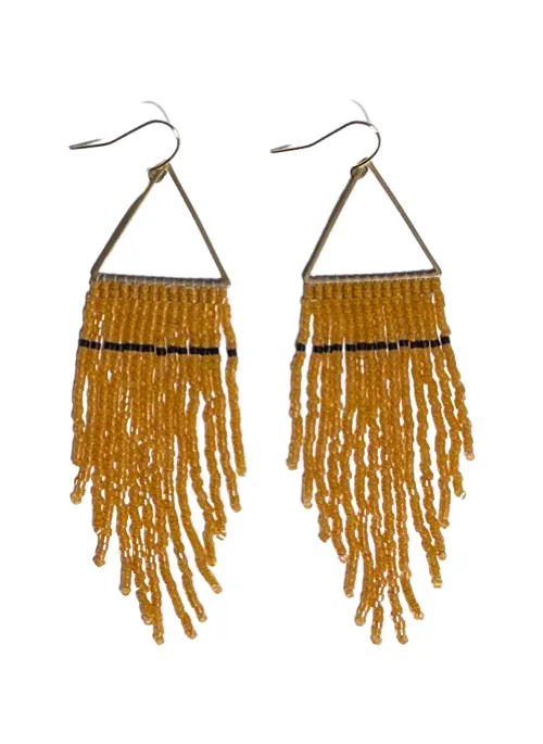 Lovely Amber and Black Fringe Earrings