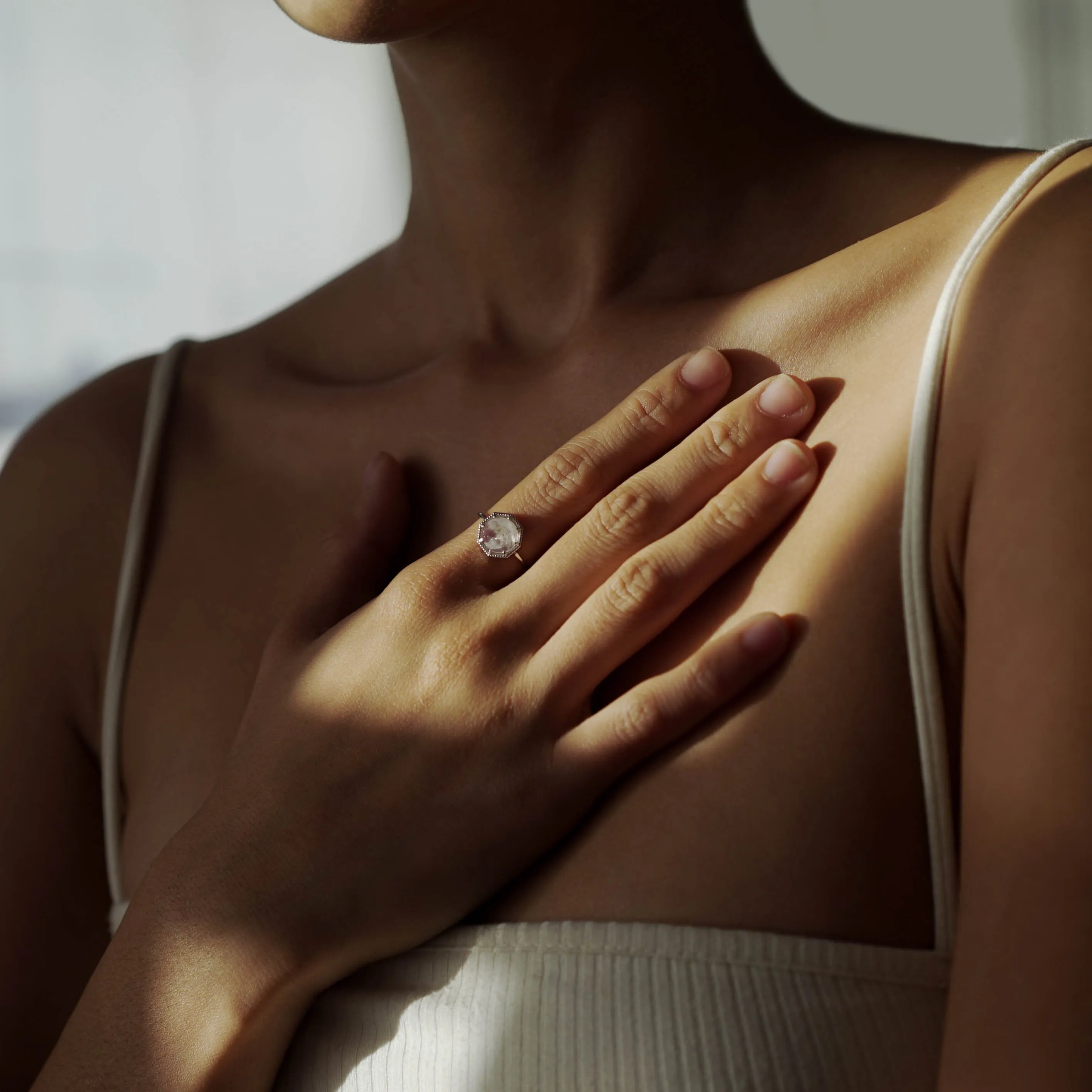 Maman Crown Bezel Moonstone Ring