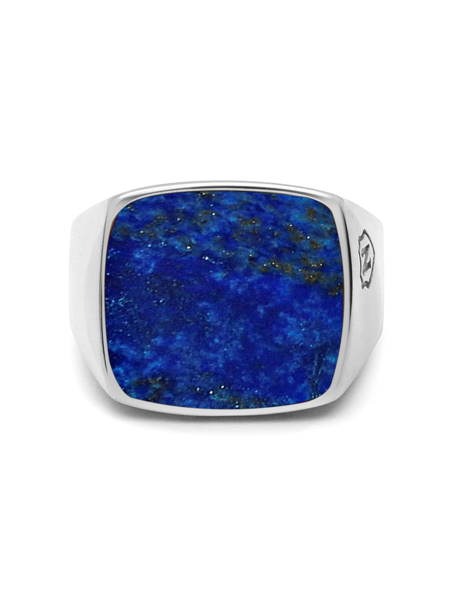 Men's Silver Signet Ring with Blue Lapis