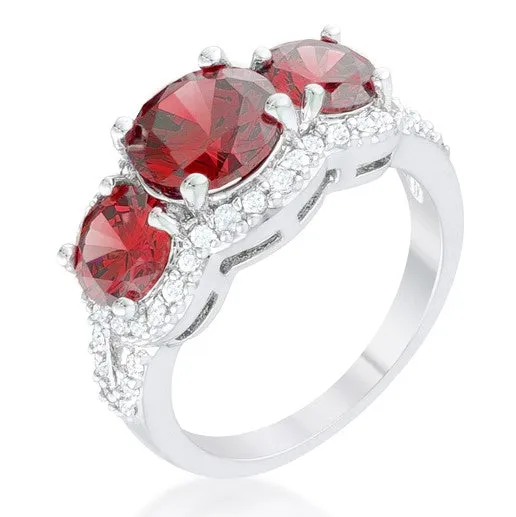 Merion Three Garnet Red Round Stone Trio Ring  | 6.8ct