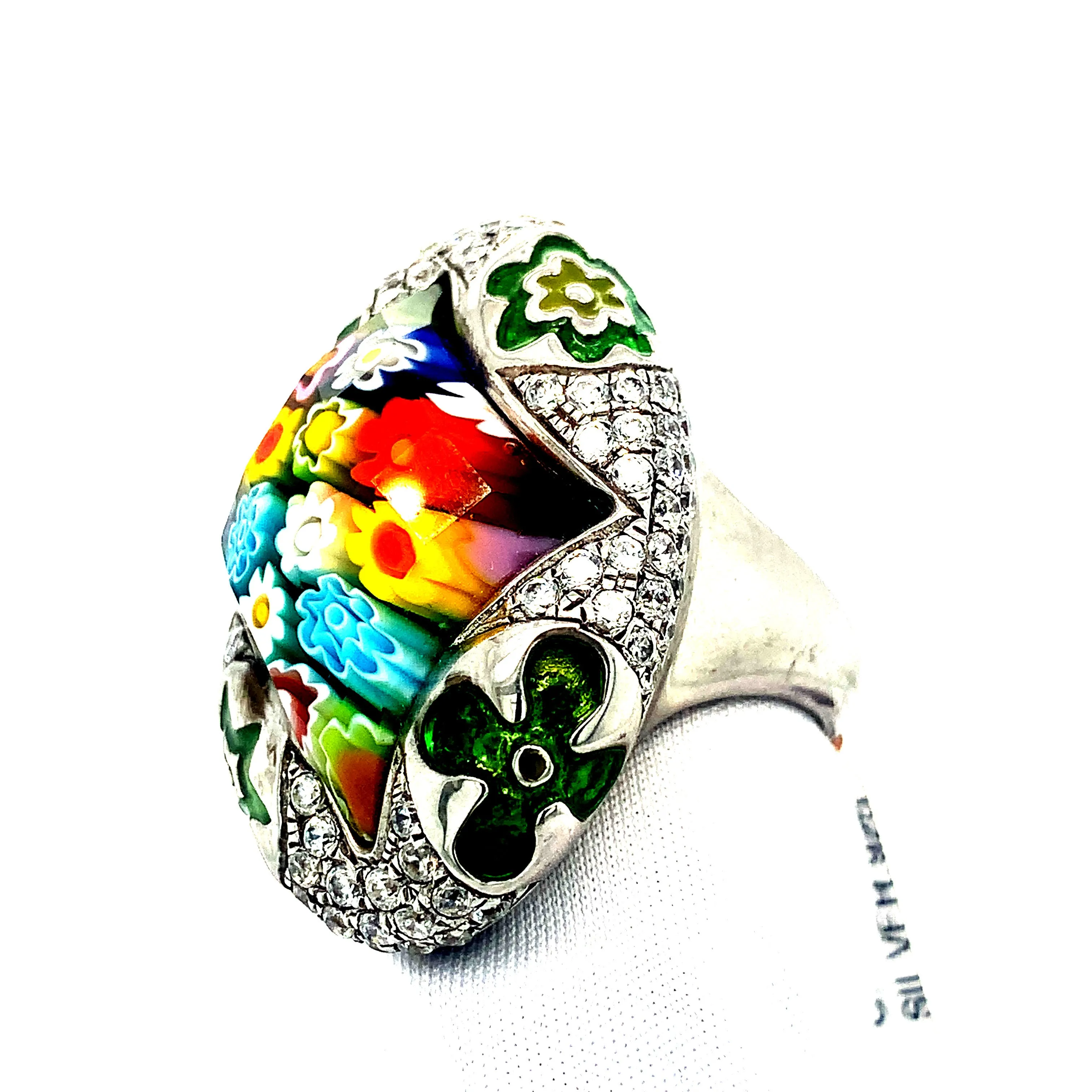 Murano Glass CZ Cocktail Ring