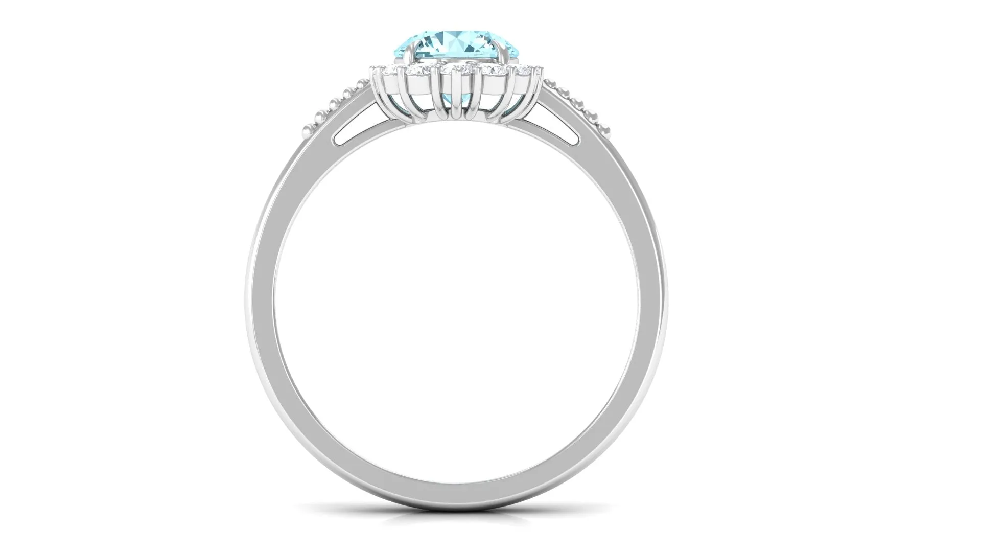 Natural Aquamarine Engagement Ring with Diamond Halo