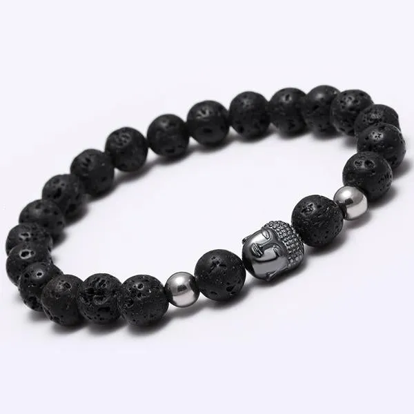 Natural Stone Antique Silver Buddha Mijo Bracelet