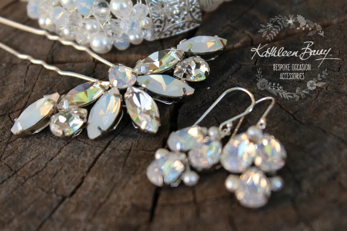 Nikki opalescent and clear rhinestone hair pin - Color options available