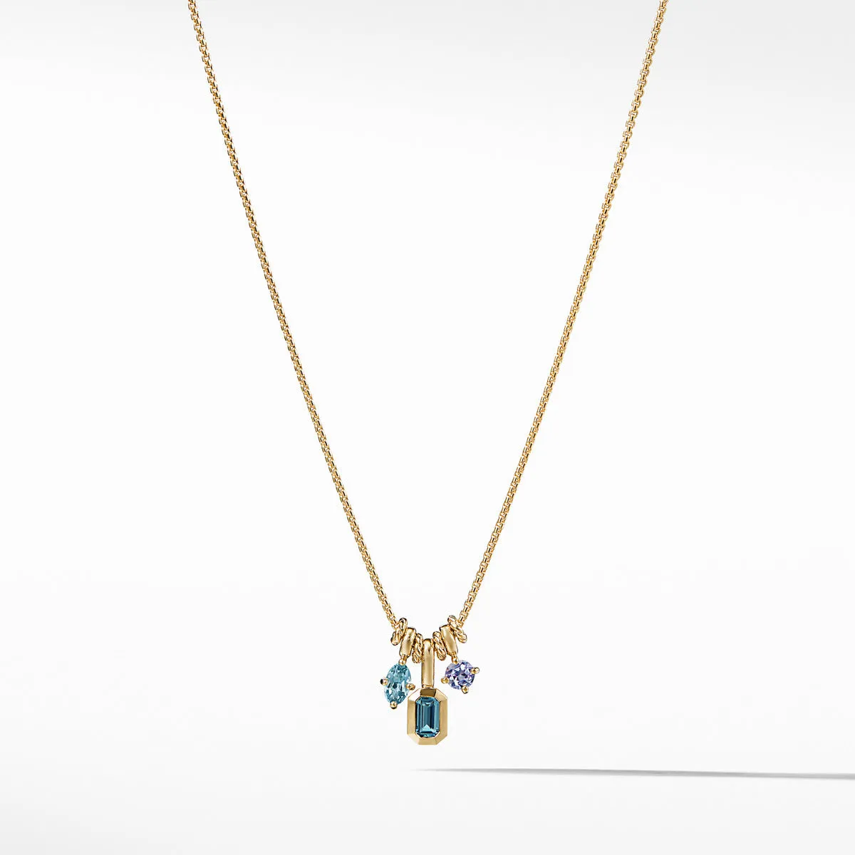 Novella Pendant Necklace with Hampton Blue Topaz, Aquamarine, and Tanzanite