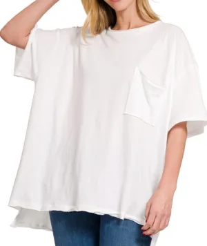 Novie Raw Hem Top | White