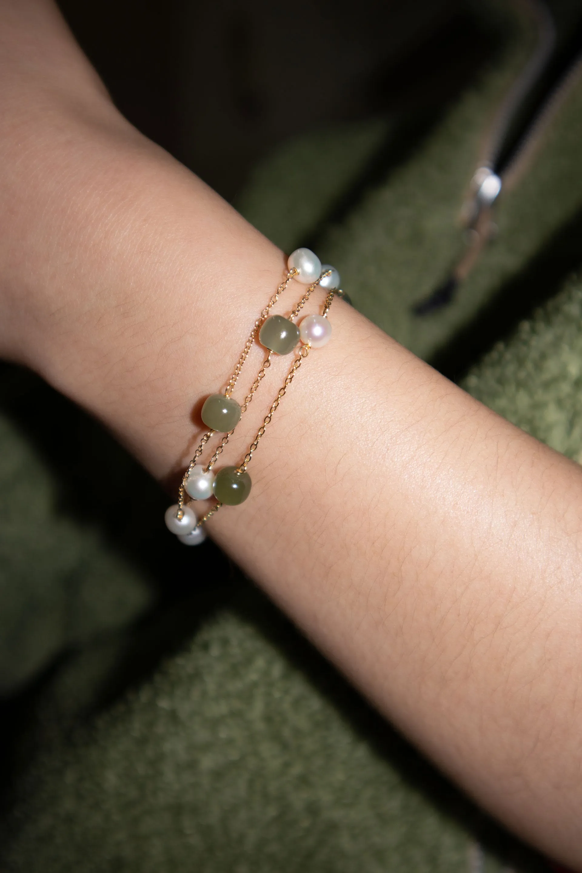 Olivia — Jade pearl bracelet