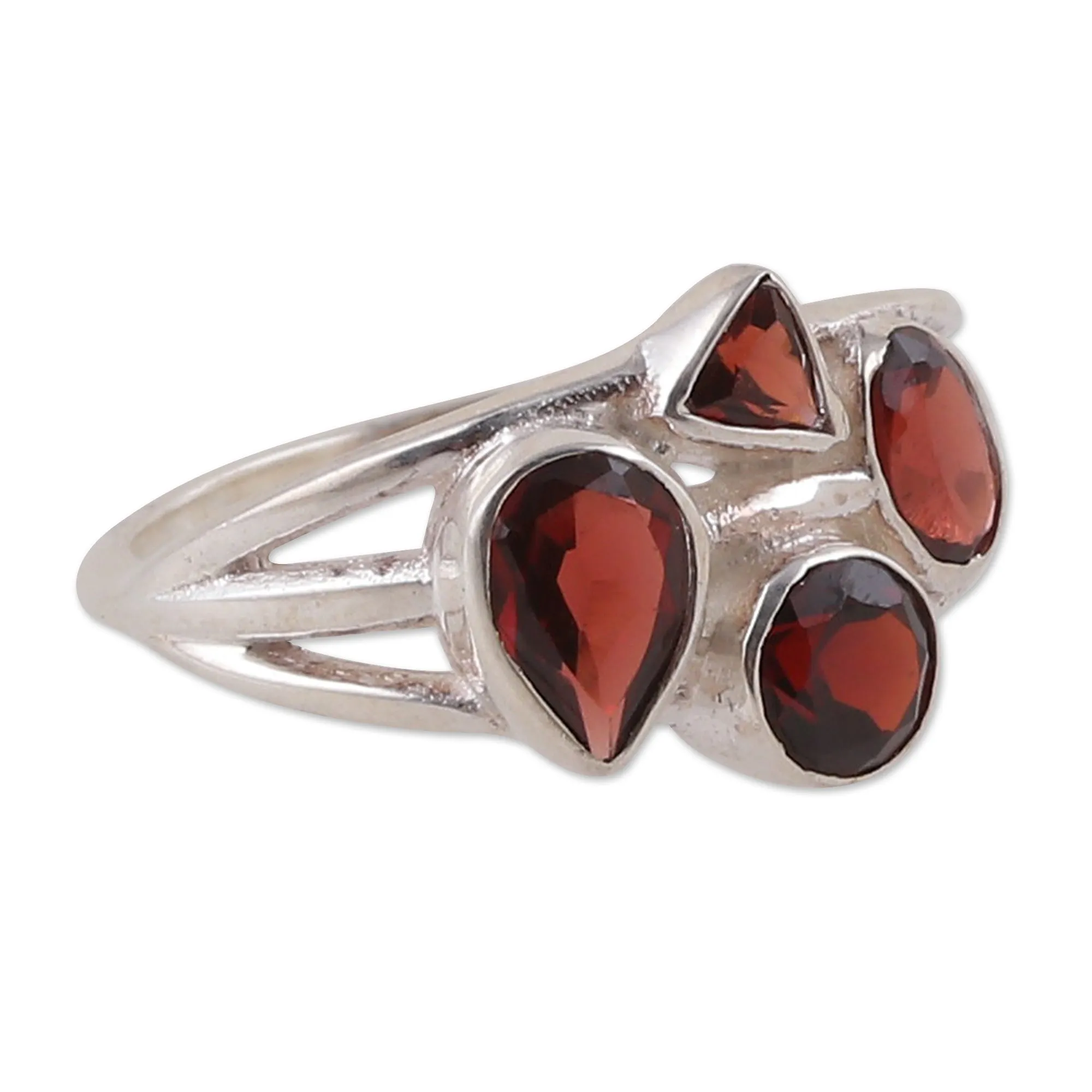 One-Carat Faceted Natural Garnet Cocktail Ring - Scarlet Bliss | NOVICA