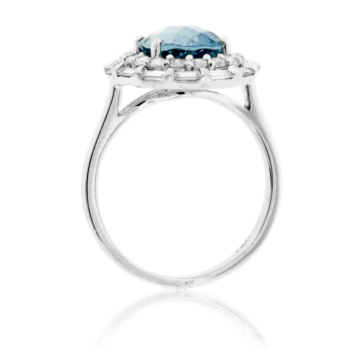 Oval-Cut Aquamarine with Unique Diamond Double Halo Ring