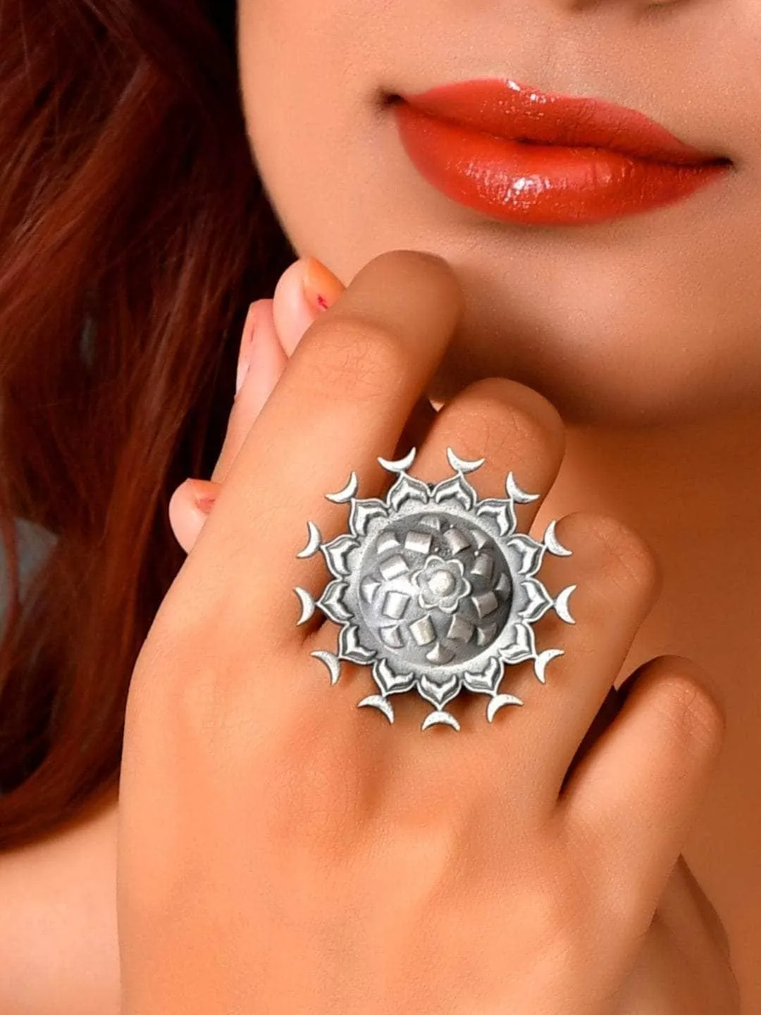 Oxidized Matsya Chakra Ring