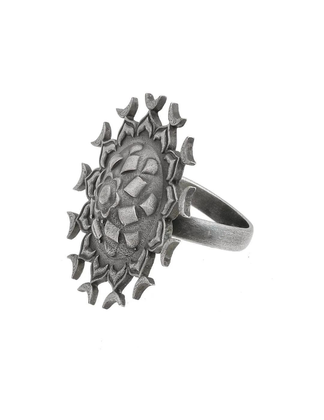 Oxidized Matsya Chakra Ring