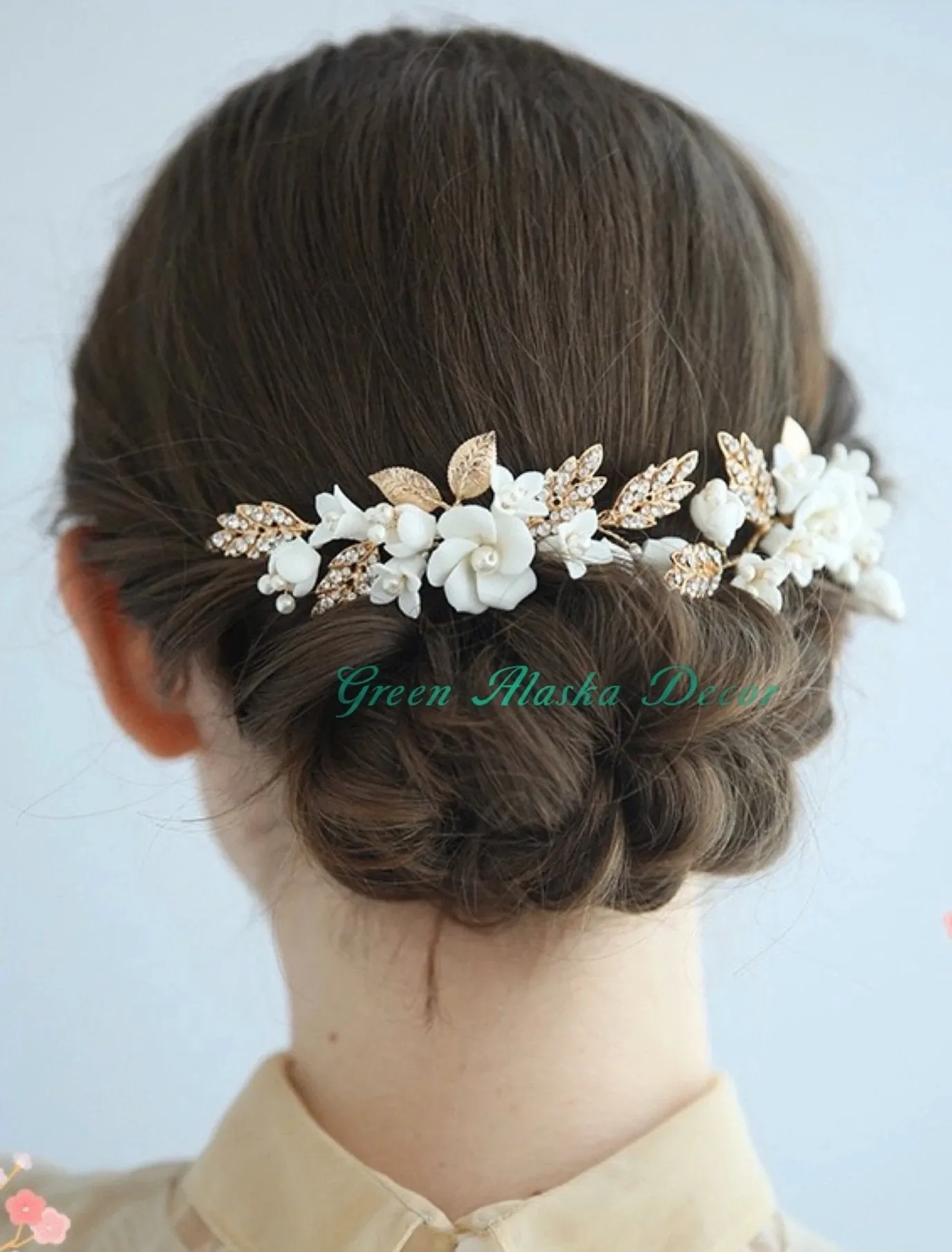 P195. white petite floral and cluster bead comb, hair piece for wedding bride or bridesmaids