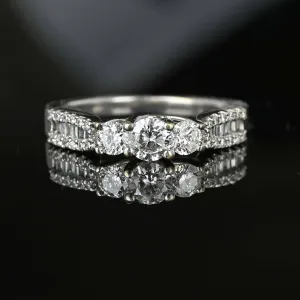 Past Present Future Diamond Engagement Ring in 14K Gold