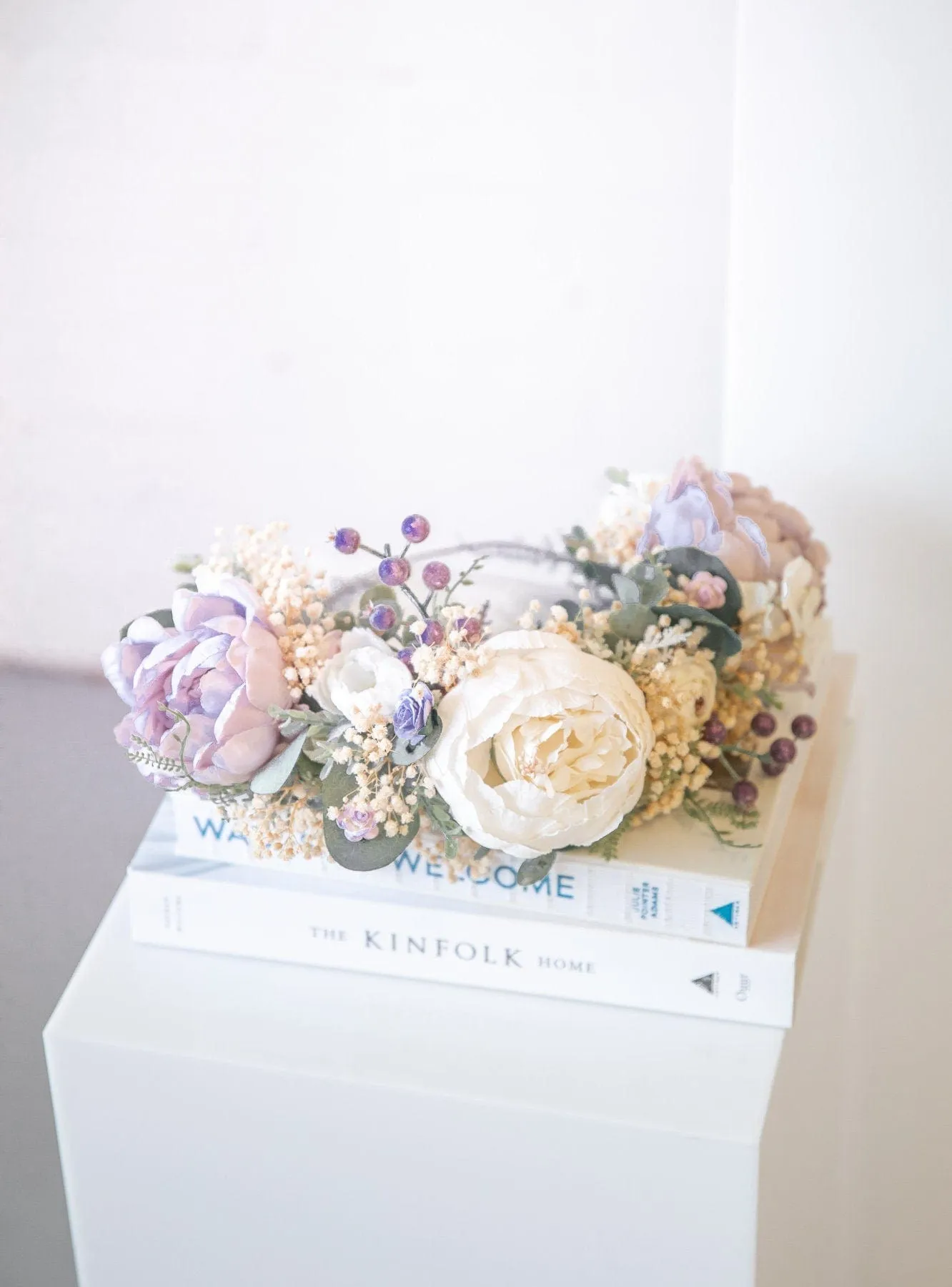 Pastel Boho Flower Crown / Boho Headpiece / Festival Crown / Bridal Crown with dried gypsophilas and artificial peonies