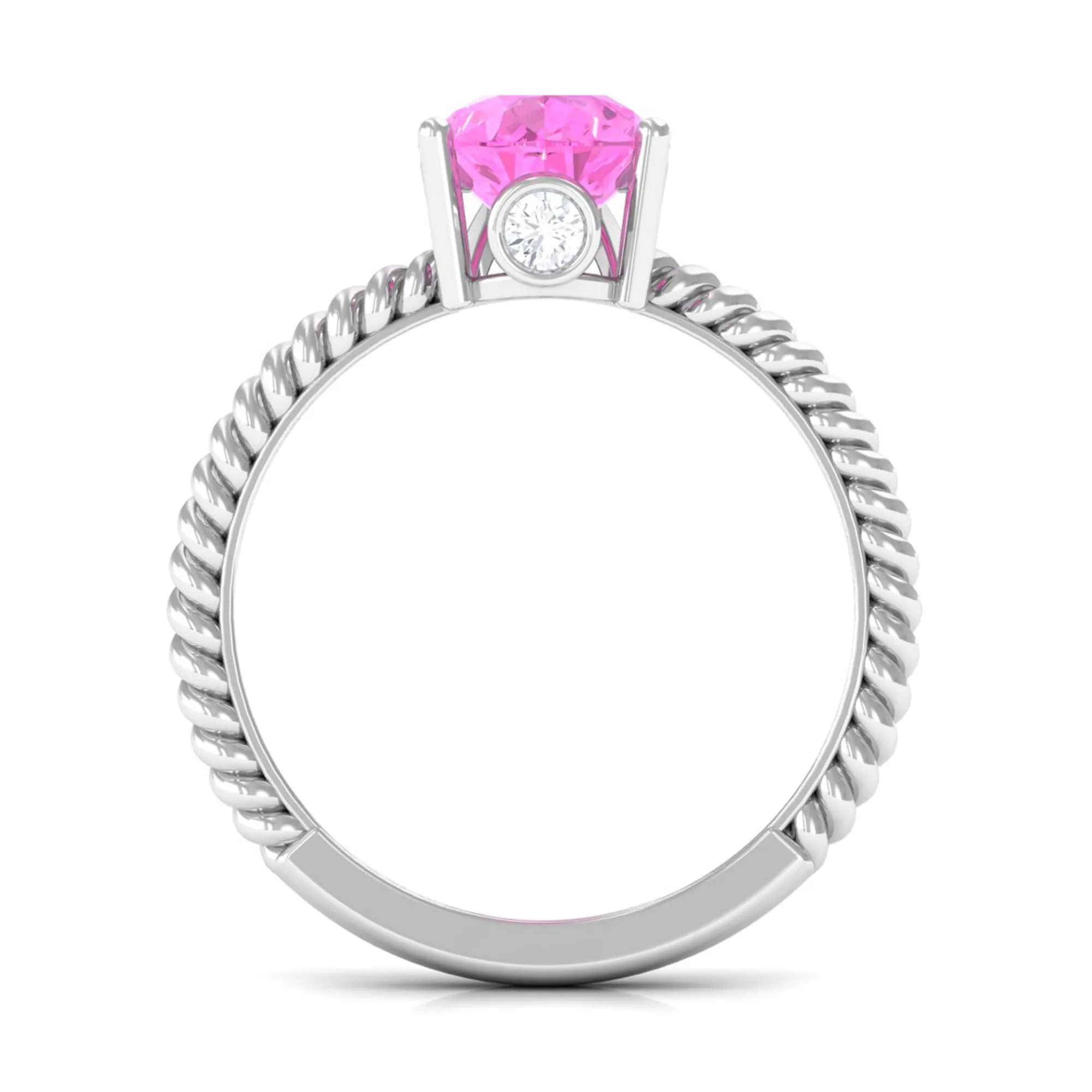 Pear Created Pink Sapphire Solitaire Engagement Ring