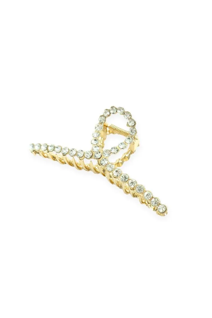 Pearl & Cubic Golden Metal S Curved Large Hair Claw Clip (3 Styles)