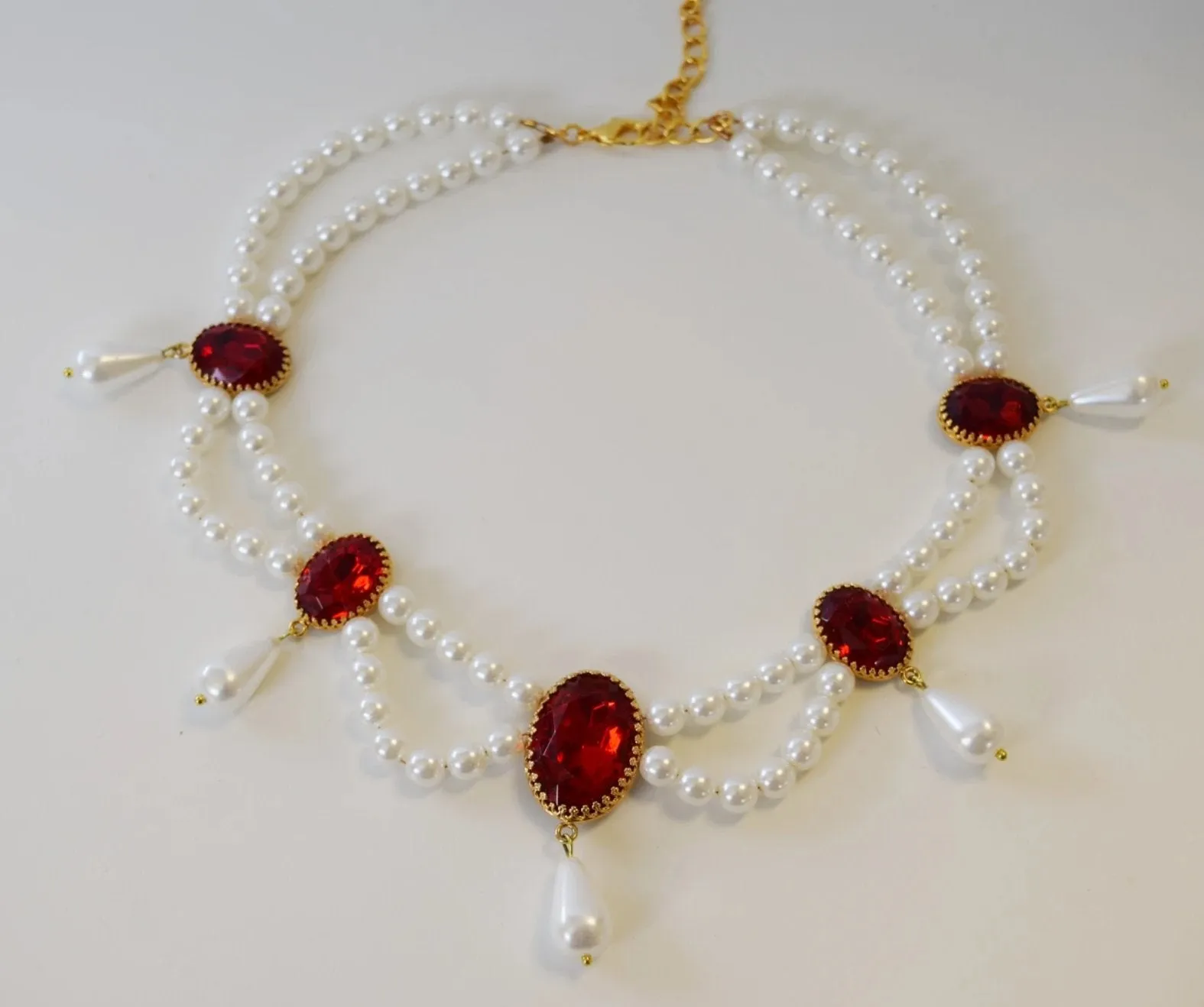 Pearl and Crystal Festoon Necklace