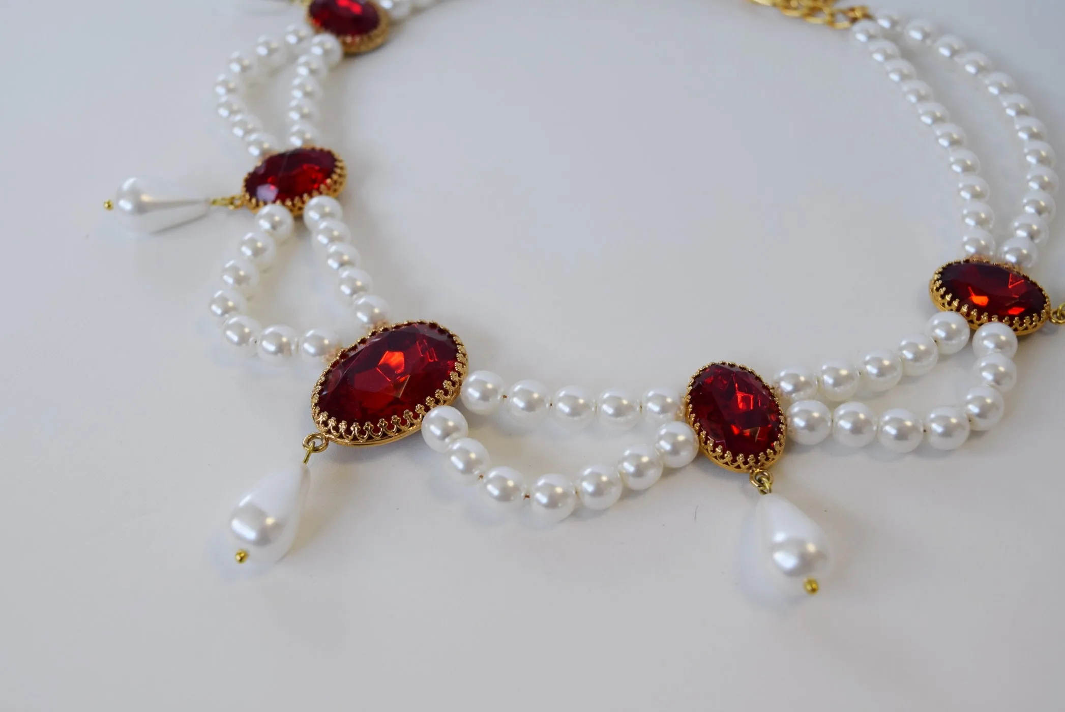 Pearl and Crystal Festoon Necklace