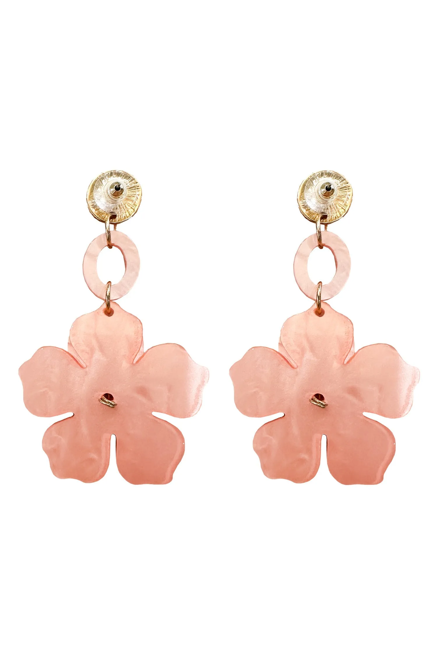 Petra Baby Pink Flower Drop Earrings