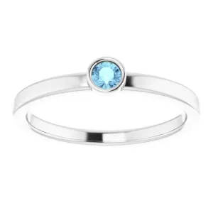 Platinum 3 mm Natural Aquamarine Ring