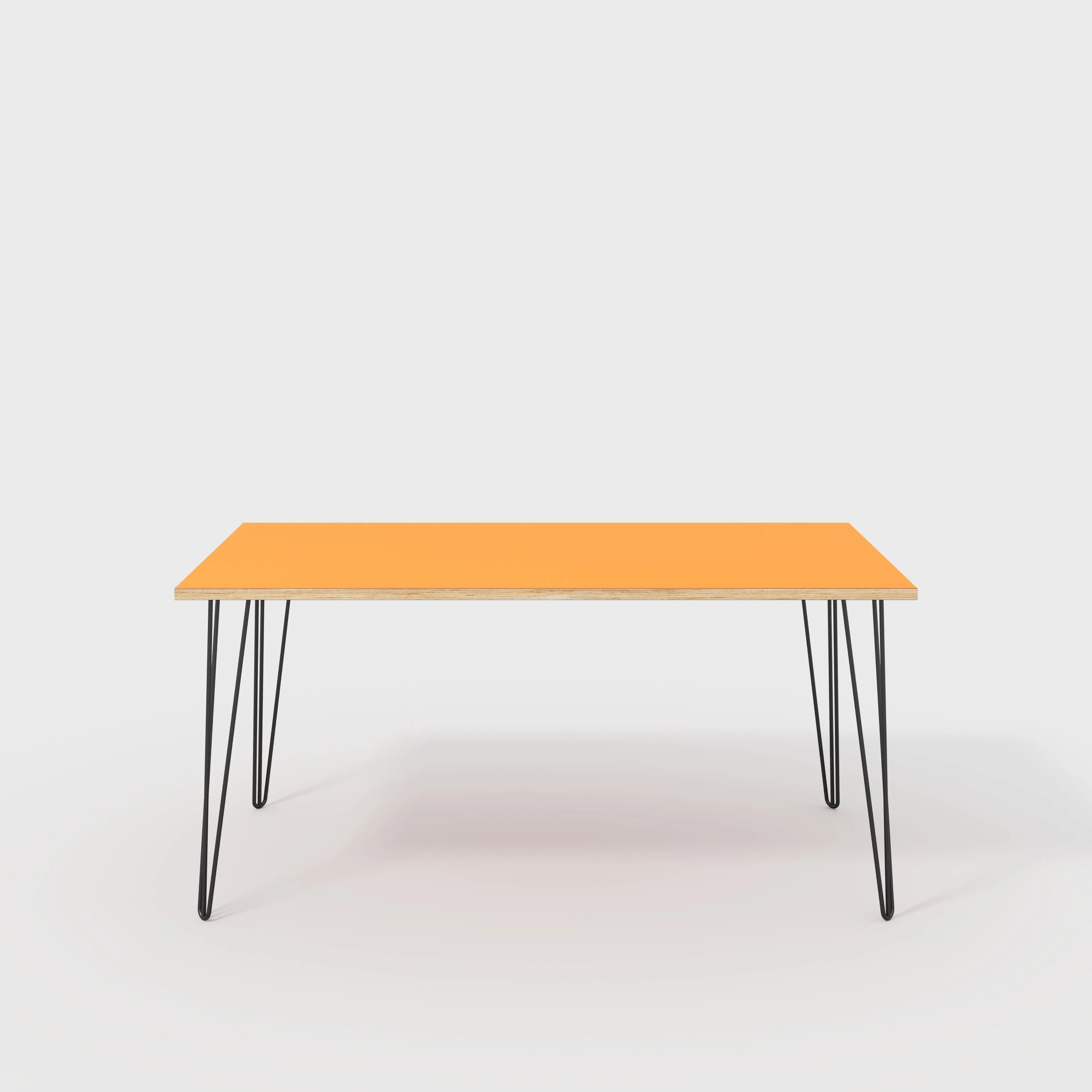 Plywood Desk with Black Hairpin Legs - Formica Levante Orange - 1600(w) x 800(d) x 735(h)