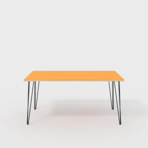 Plywood Desk with Black Hairpin Legs - Formica Levante Orange - 1600(w) x 800(d) x 735(h)