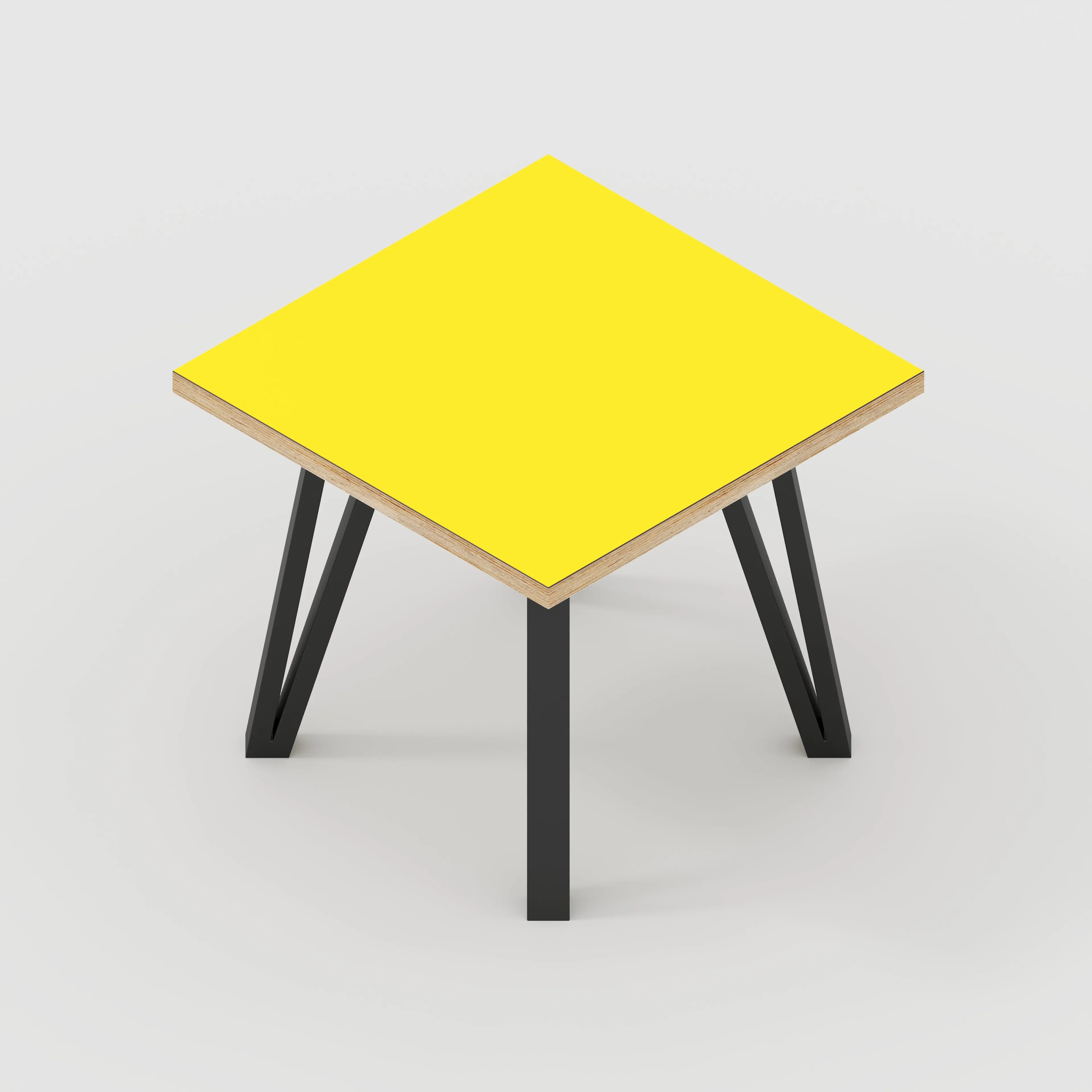 Plywood Side Table with Black Box Hairpin Legs - Formica Chrome Yellow - 500(w) x 500(d) x 425(h)