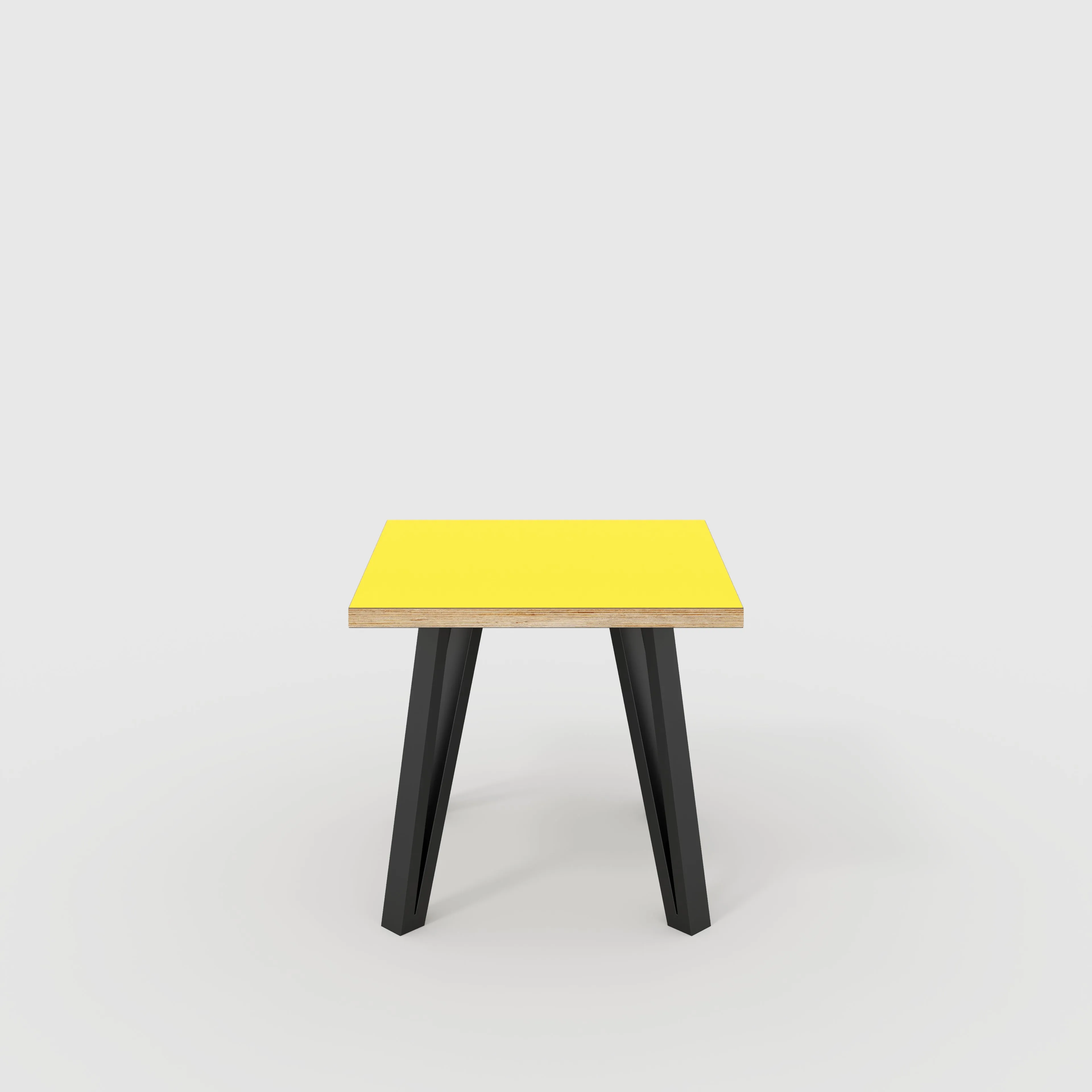 Plywood Side Table with Black Box Hairpin Legs - Formica Chrome Yellow - 500(w) x 500(d) x 425(h)