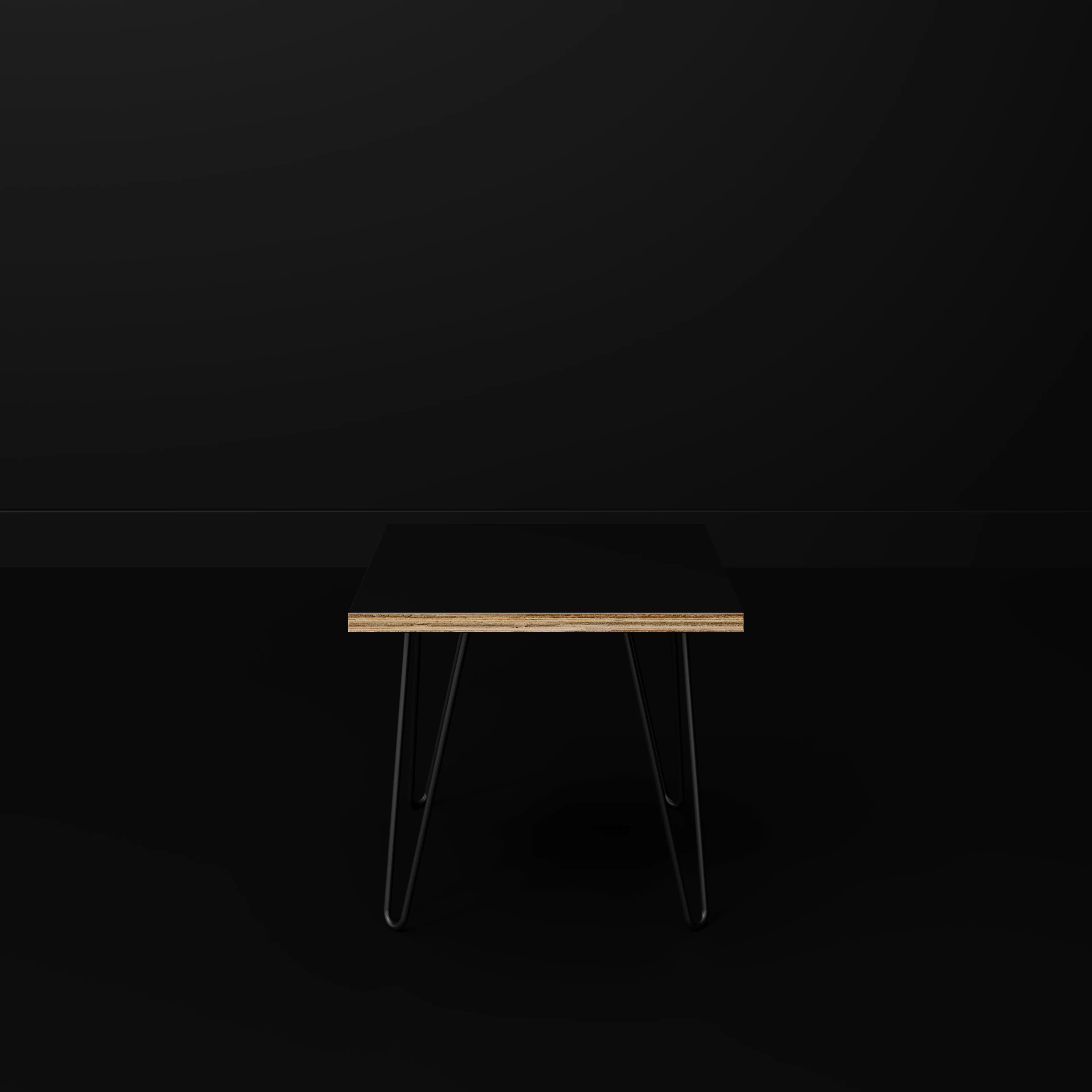 Plywood Side Table with Black Hairpin Legs - Formica Diamond Black - 500(w) x 500(d) x 425(h)