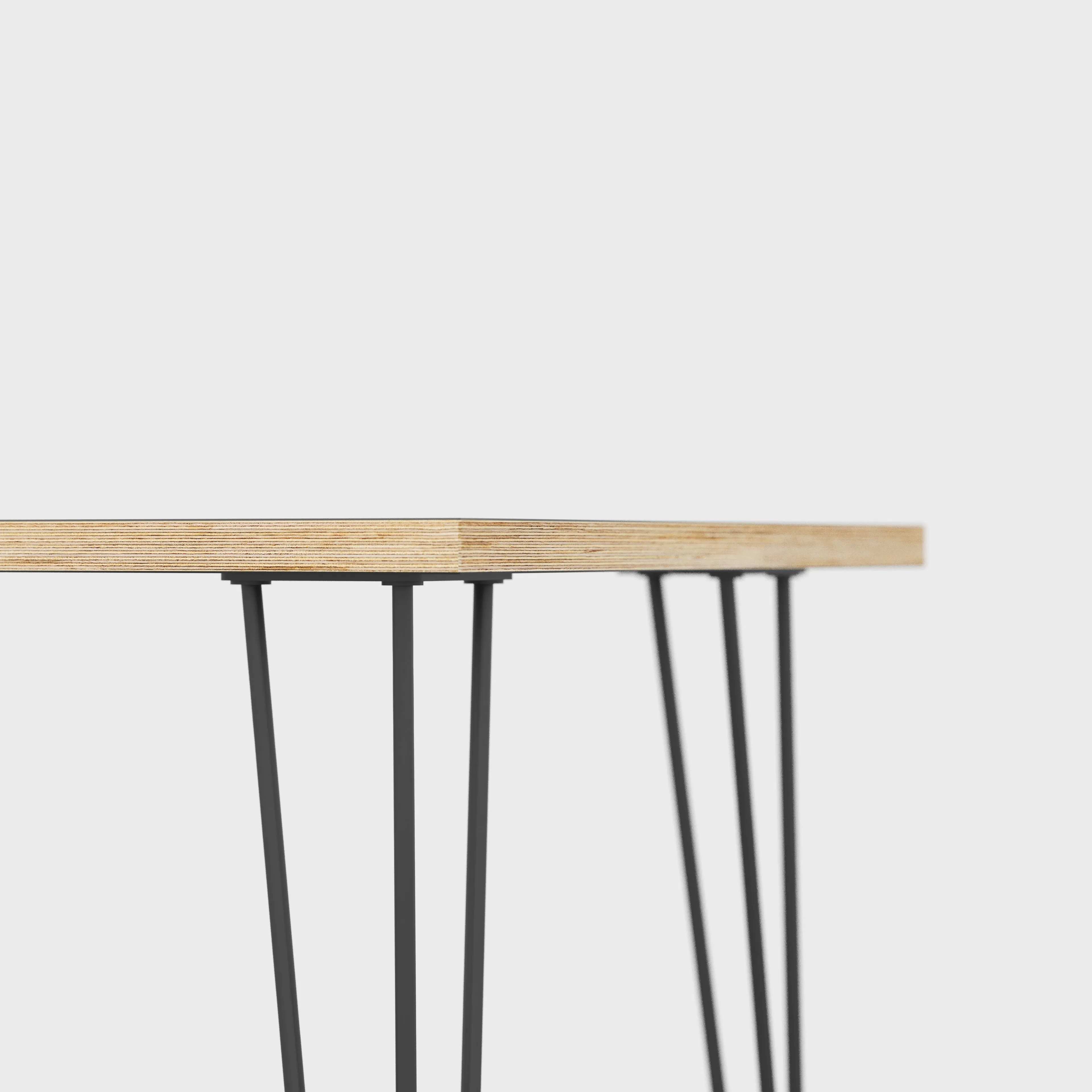 Plywood Side Table with Black Hairpin Legs - Formica Green Slate - 500(w) x 500(d) x 425(h)