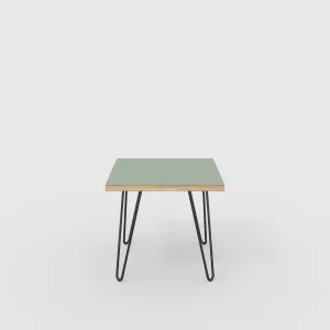 Plywood Side Table with Black Hairpin Legs - Formica Green Slate - 500(w) x 500(d) x 425(h)