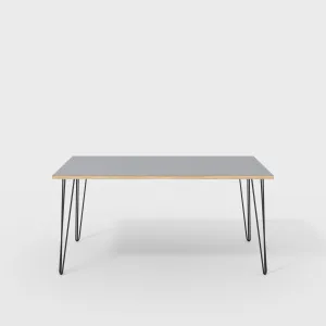 Plywood Table with Black Hairpin Legs - Formica Tornado Grey - 1600(w) x 800(d)