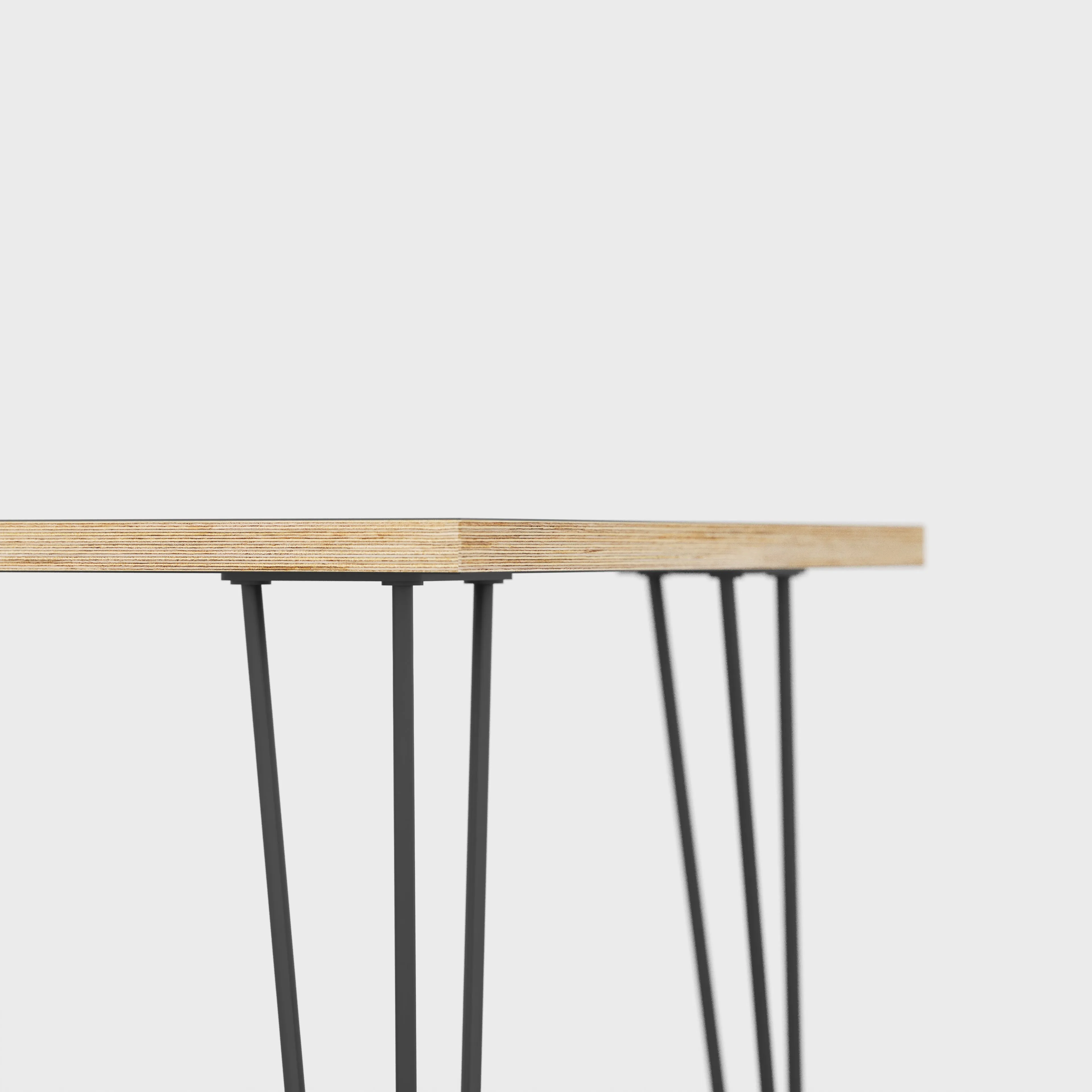 Plywood Table with Black Hairpin Legs - Formica Tornado Grey - 1600(w) x 800(d)