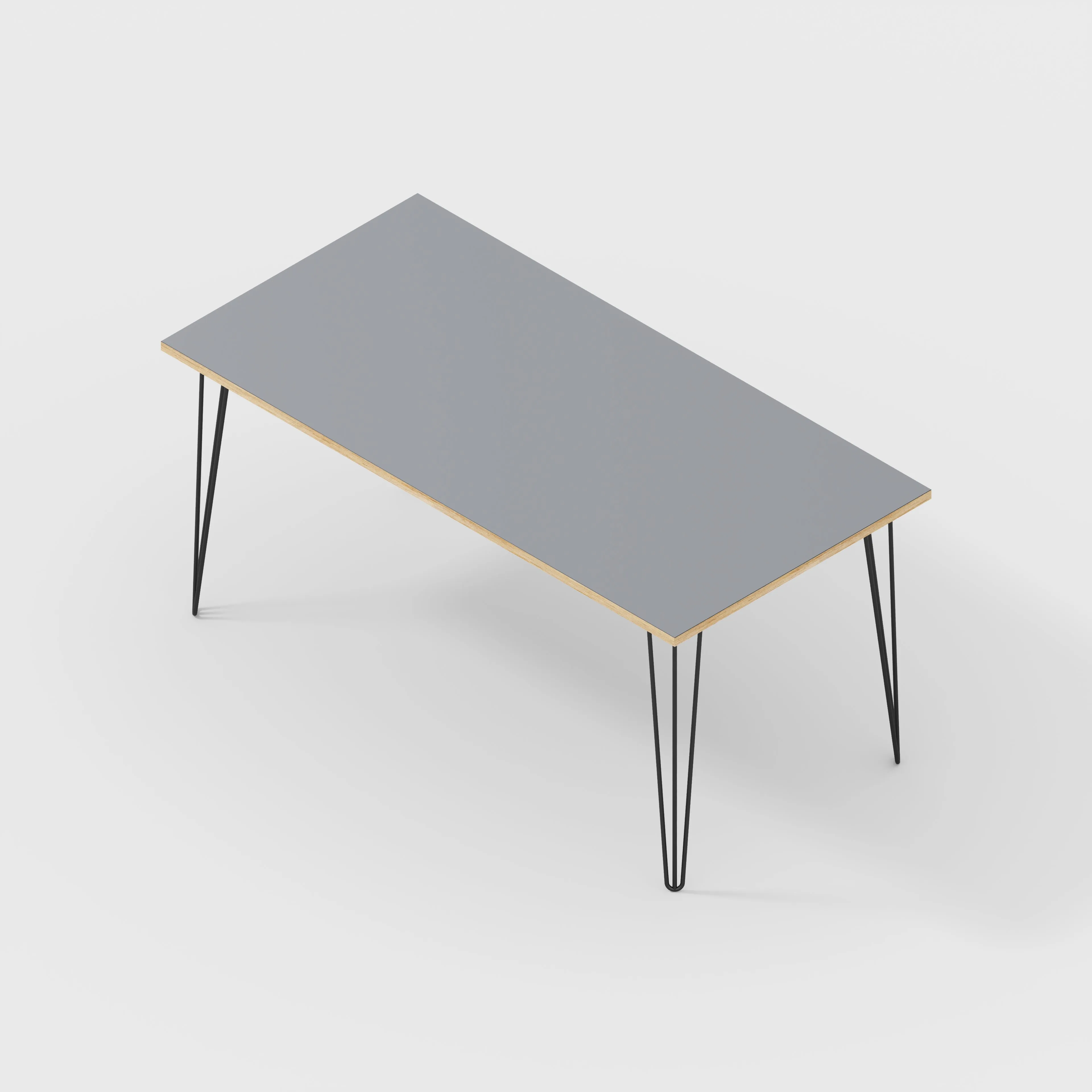 Plywood Table with Black Hairpin Legs - Formica Tornado Grey - 1600(w) x 800(d)