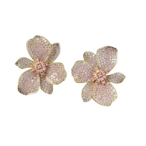 Pre Order:  Cubic Zirconia Big Flower Stud Earrings