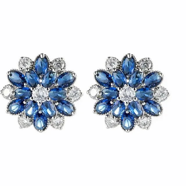 Pre Order:  Flower Crystal Zircon Clip Earrings