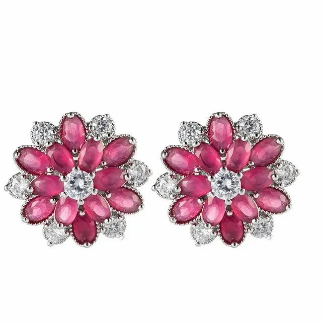 Pre Order:  Flower Crystal Zircon Clip Earrings