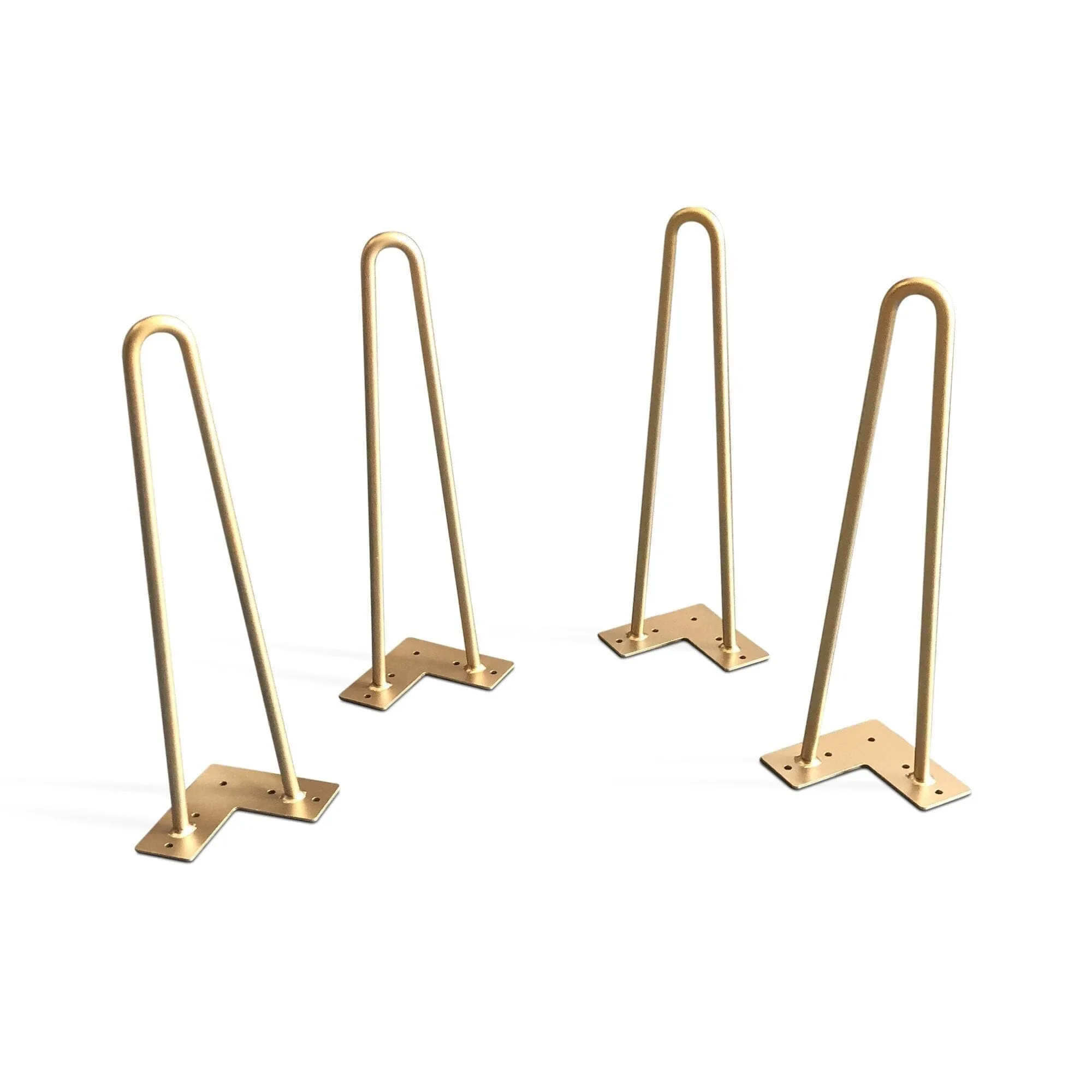 Premium 2 Rod Hairpin Legs -  Brass 1/2" Diameter- Set of 4 - 16" Tall