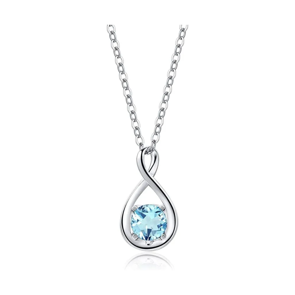 "Birthstone" March Gemstone Sterling Silver Necklace