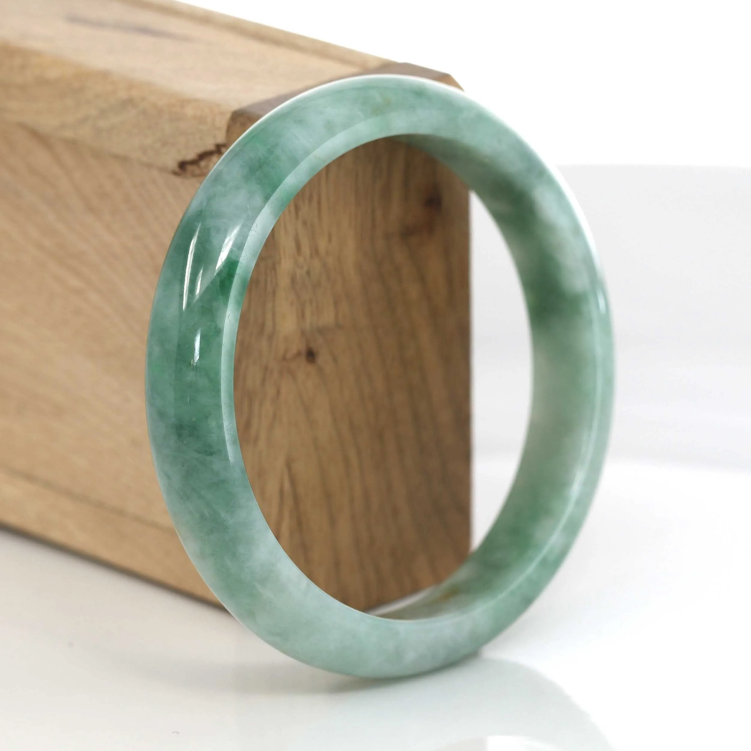 "Classic Bangle" Forest Green Genuine Jadeite Jade Bangle (59.46 mm ) #631